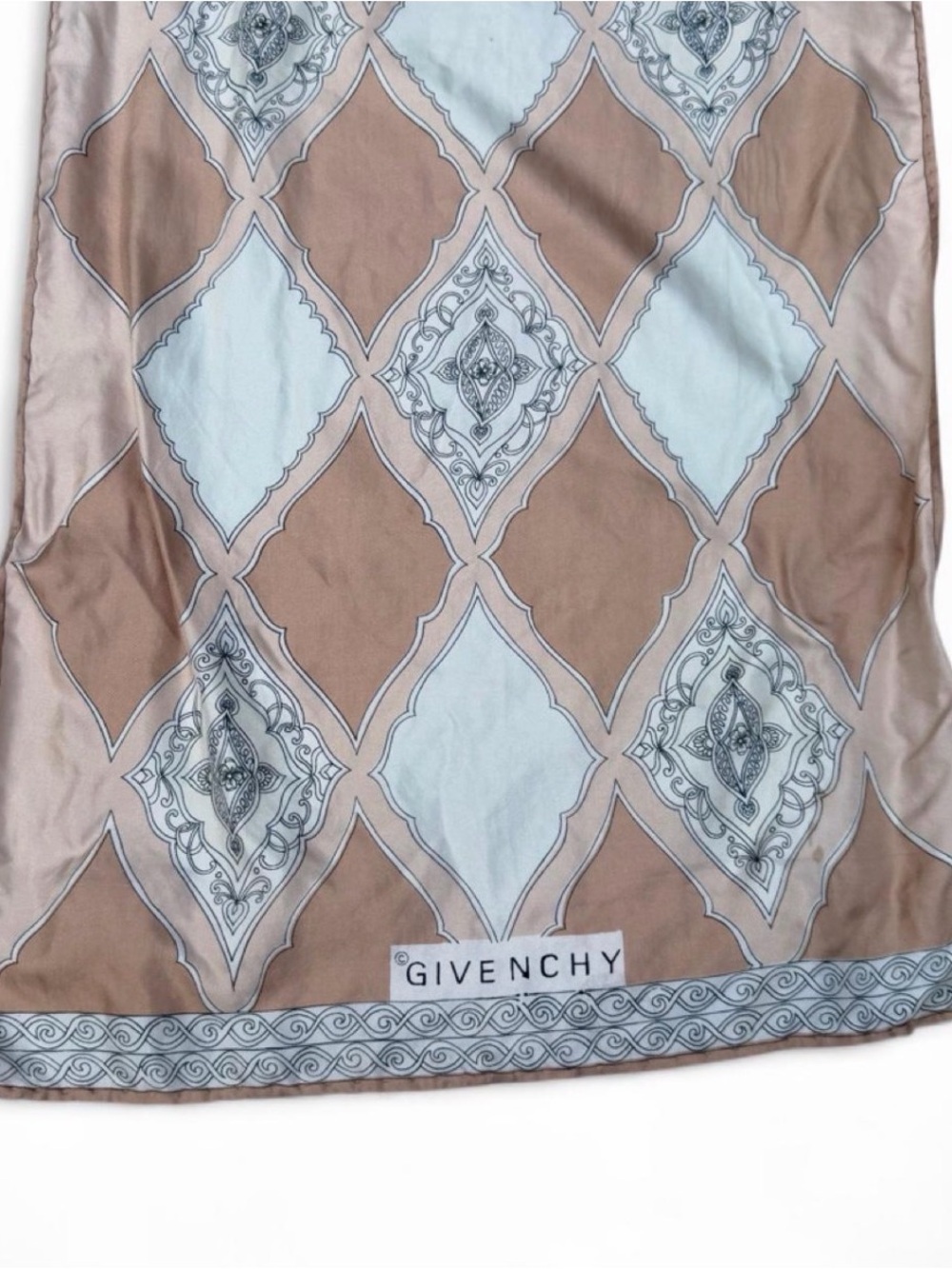 Vintage Givenchy Silk Oblong Scarf Geometric Harlequin 44x15